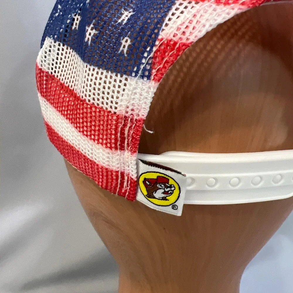 Buc-ees Est 1982 Patriotic USA‎ Flag Trucker Hat Mens One Size White Snapback